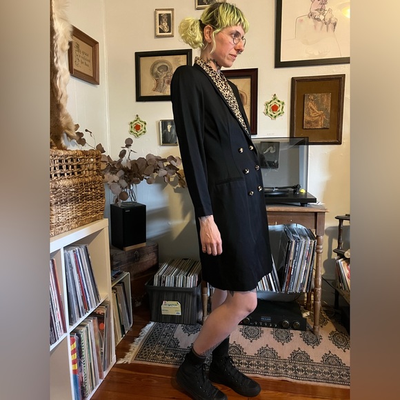 🐆 SOLD 🐆 Vintage Sassy Black Leopard Blazer Dress by Danny & Nicole ~ Size 8P - Picture 5 of 11